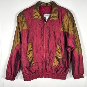 Vtg Westbound Sports Windbreaker Jacket M Maroon Gold Full Zip Quilted Oversized